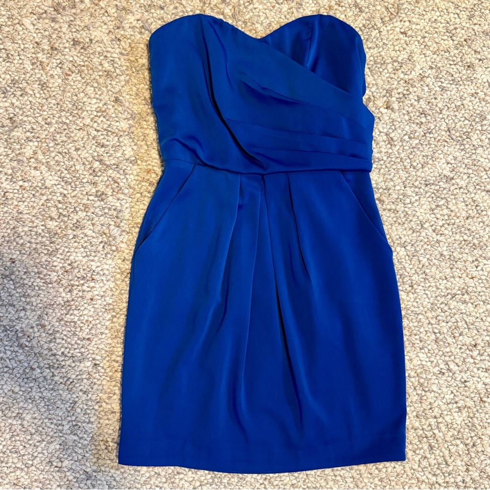 Arden B Royal Blue Strapless Sheath Dress with Sweetheart Neckline, Lined